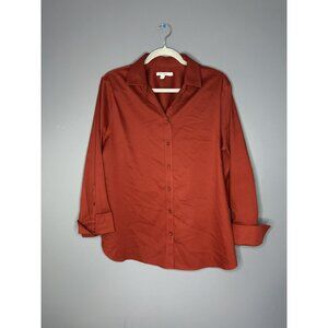 Chicos Shirt 2.5 Womens US 14 / L Red Long Sleeve Button Up Stretch Career Top